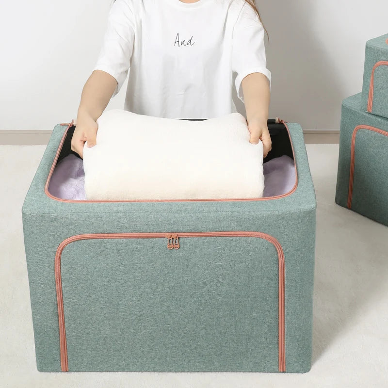 Cloth Steel Frame Folding Storage Box for Clothes Foldable Stackable Storage Box With Household