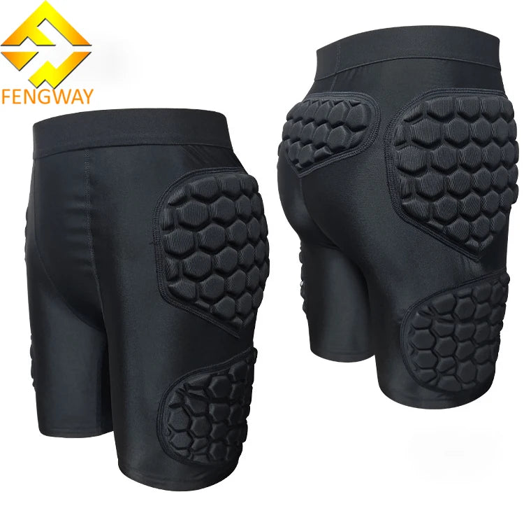 Men's Custom Compression Gym Shorts with Rib Hip and Thigh Protector Padding Soccer Wear