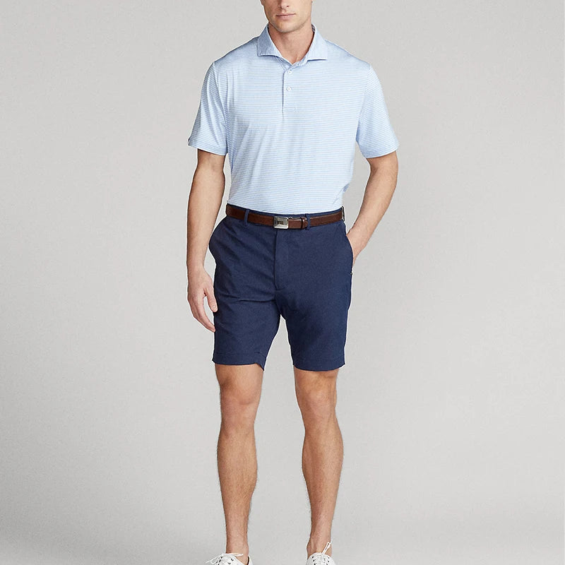 OEM Customized Men's Golf Short Slim-Fit Stretch Casual Relaxed Shorts with Mid Waist Solid Pattern Canvas Eco-Friendly