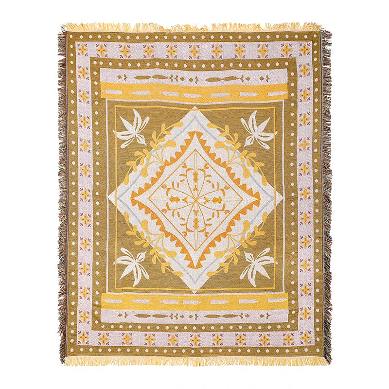 Recycled Cotton Custom Woven Blanket Throw Rugs Bohemian Throw Blanket