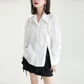 Top Quality New Shoulder Sleeve Separation Shirt Women's White Long-Sleeved Lapel Irregular Designer Style Women's Blouses