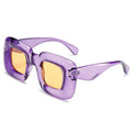 Y2K Vintage Square Sunglasses White PC Frame Retro Thick Futuristic Wrap Shades for Women Men Trendy Chunky Inflated Glasses