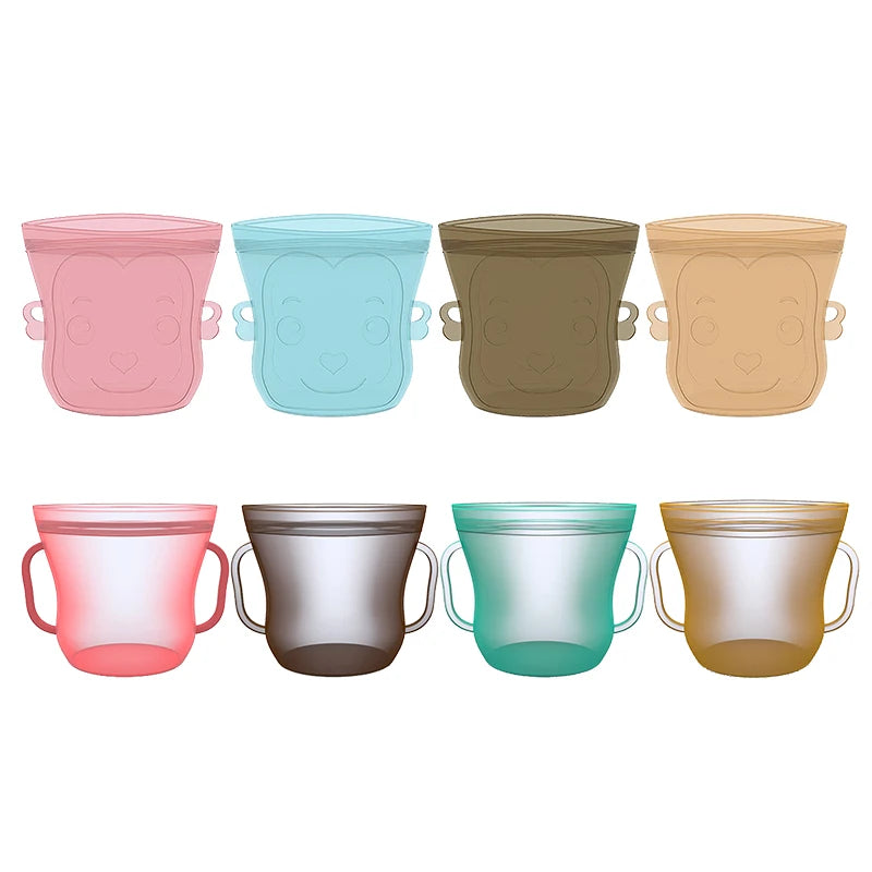 Customized Kids Storage Silicon Food Bag Zip Reusable Silicone Containers Silicone Snack Bag