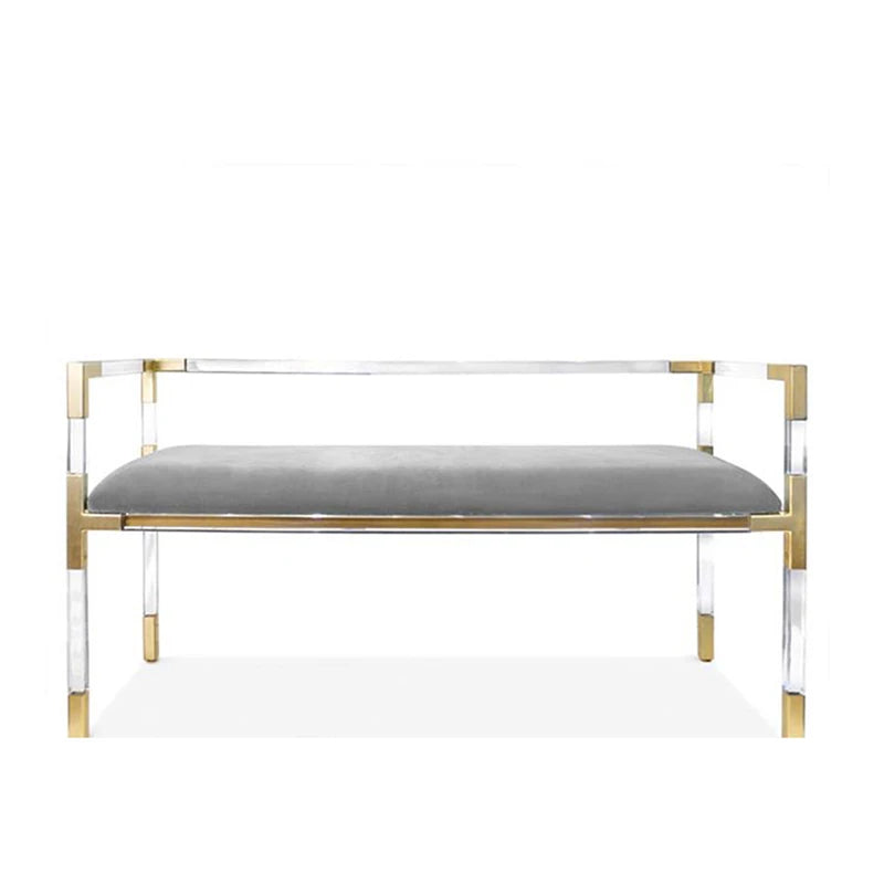 Transparent Acrylic Leather Modern Minimalist Design Rectangle Bed End Bench for Bedroom Entry Apartment Shoe Exchange Seat