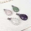 Wholesale Price Handmade Wire Wrapped Gemstone Pendant  Water Drop Shape Natural Stone Amethyst Rose Quartz Pendant for Necklace