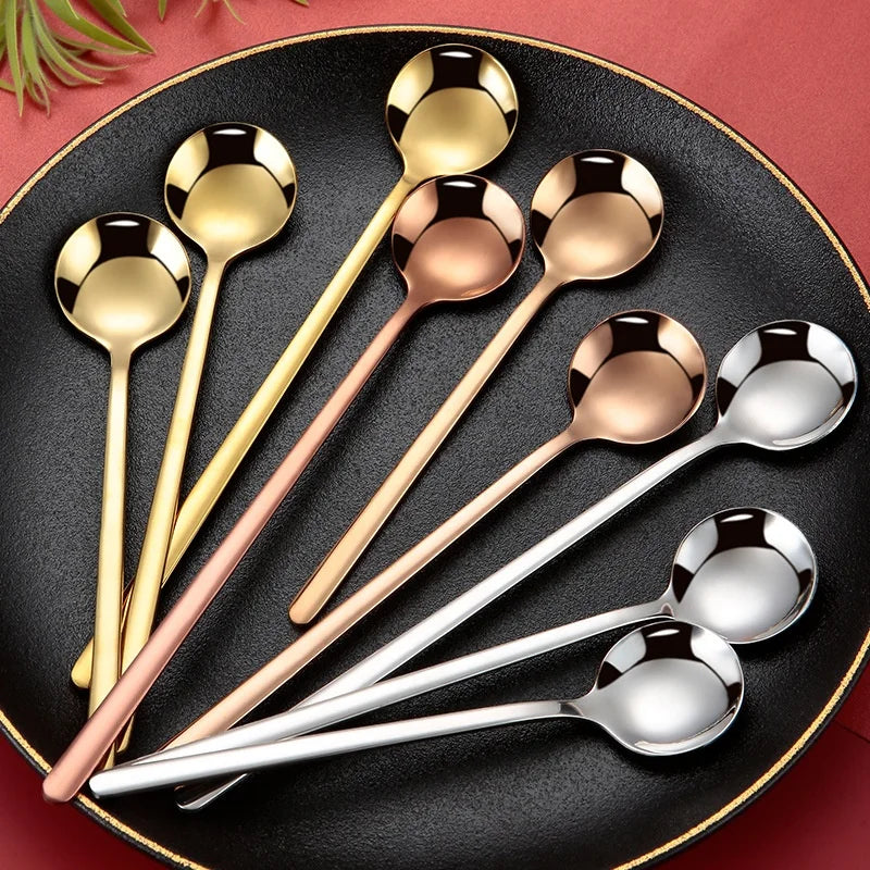 Dishwasher Safe Stainless Steel 18/8 Rose Gold Modern Luxury Coffee Spoon 13cm/15cm/17cm for Party Use