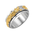 Silver Plated Transferring Gold Plated Stainless Steel Rotatable Hip Hop Ring Decompression Ethnic Chinese Dragon Anxiety Ring