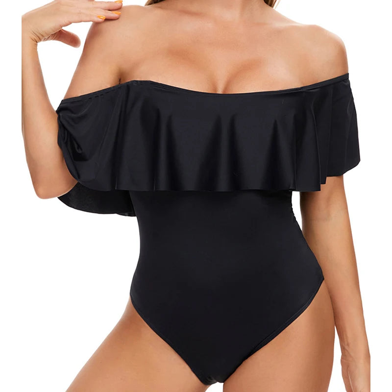 Evenyoung 2025 Solid Color One-Piece Nylon Swimsuit with Leak-Proof Bottom Pants Waterproof Menstrual Swimsuit for Women