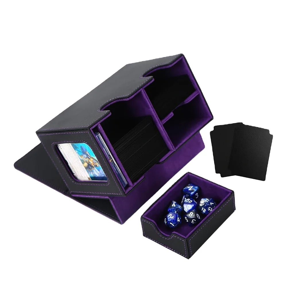 Torson Top Grade 160+ 3-in-1 Deck Box for Yu-Gi-Oh! for Magic Gathering () Card Games 1Tcg LCg PU Leather Windowing Storage