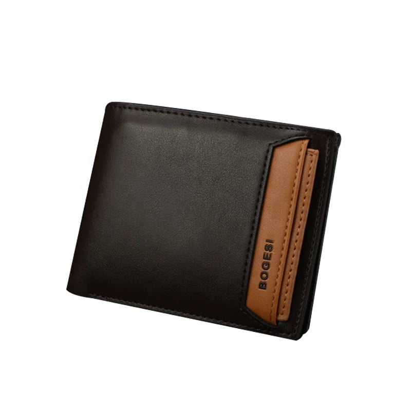 Versatile Men's Vintage Style Leather Wallet New Trifold Passcase Hybrid with Open Closure Casual Clip Purse