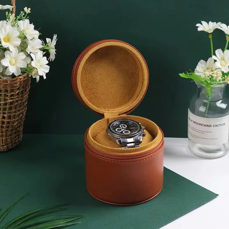 Leather Watch Box Anti Drop Travel Storage Box Fashion Luxury Green Blue Black Single Watch Gift Box with Pillow