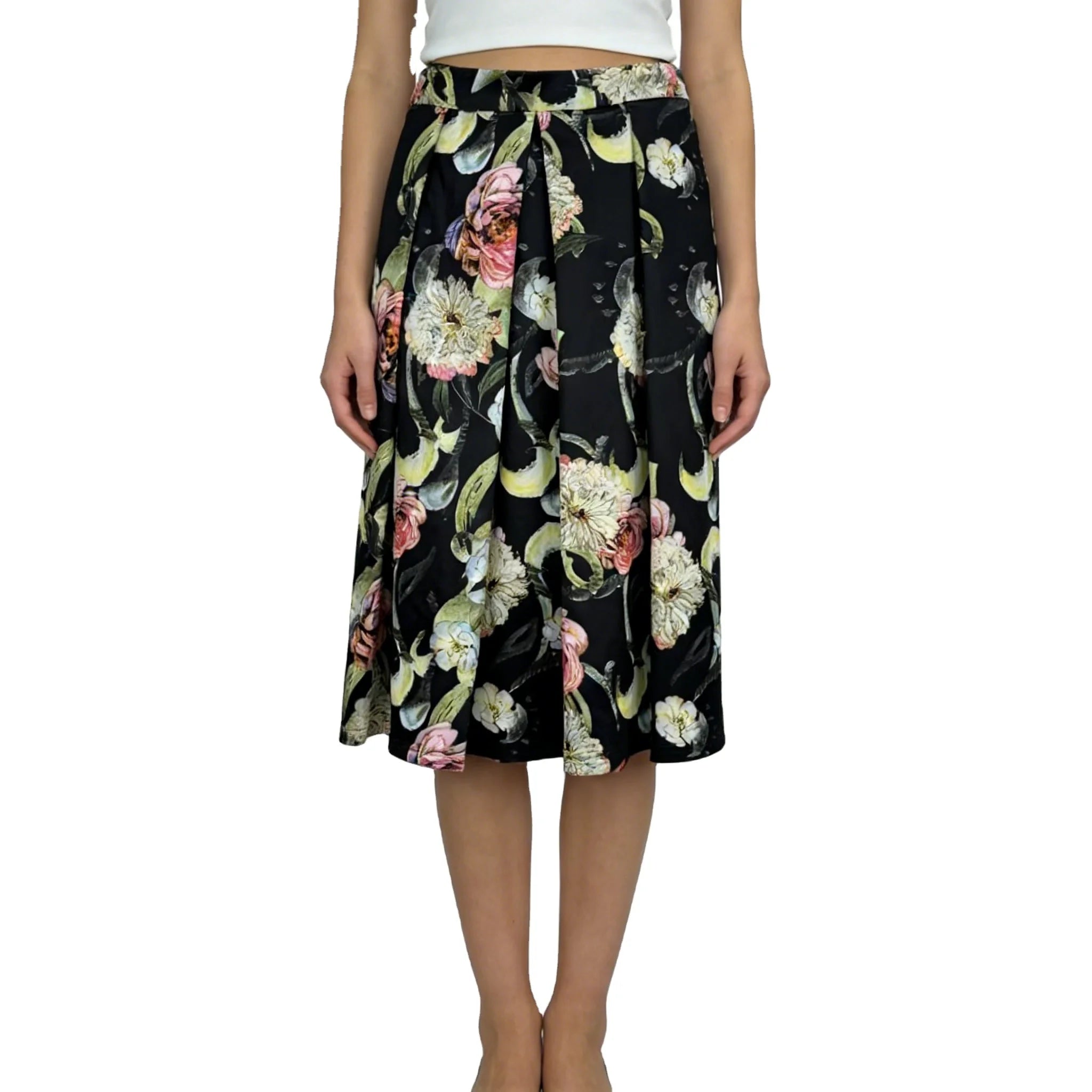 Custom Hot Selling Ladies Women's Printing Casual Skirts With Flower A-line Office Skirts