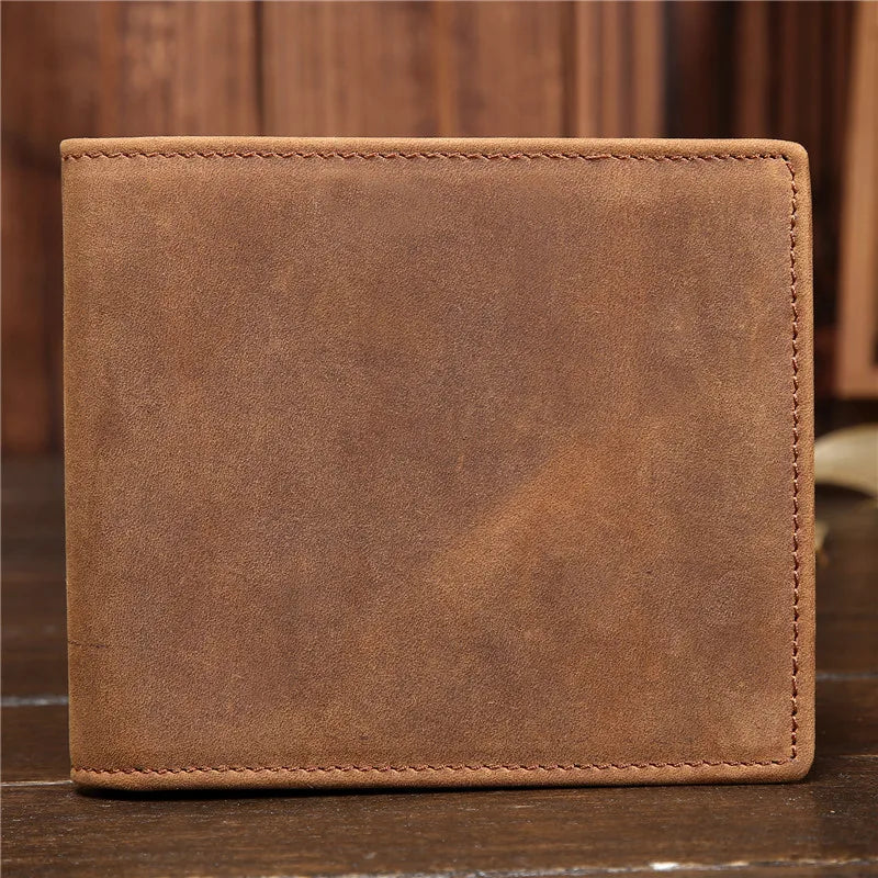 Man Wallet Short Wallet Custom Vintage New Crazy Horse Leather Customized GENUINE Leather Leather Gift Box for Short Wallet