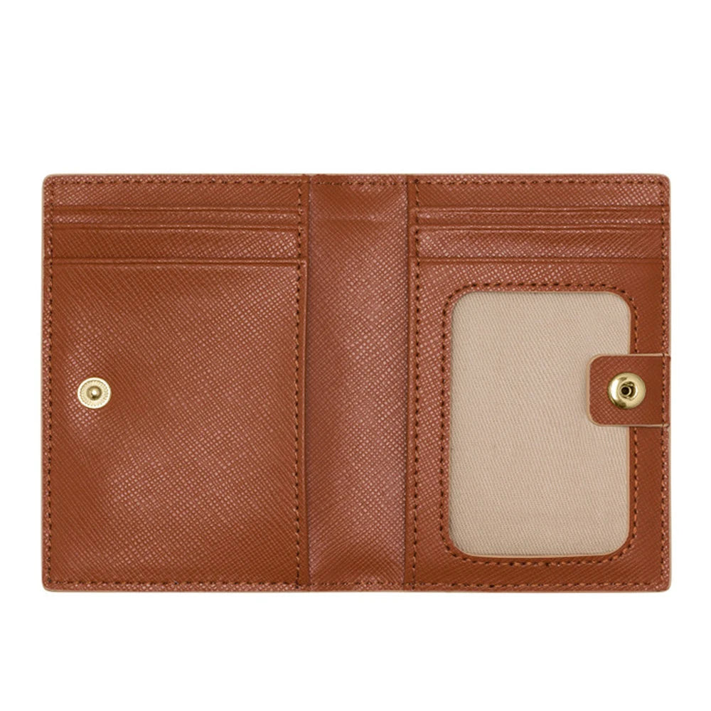Custom Logo High Quality Genuine Leather Wallet Credit Card Holder RFID Women Men's Short Bifold Wallet with Clear ID Window