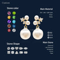 Elegant Pure 14K Gold Pearl Earring Wedding 14K Solid Gold Jewelry Natural Diamond Yellow Gold Earring Engagement Jewelry Gift