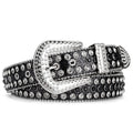 Western Fashion Rhinestone Women's Pu Leather Alloy Buckle Diamond Belt Y2k Punk Rock