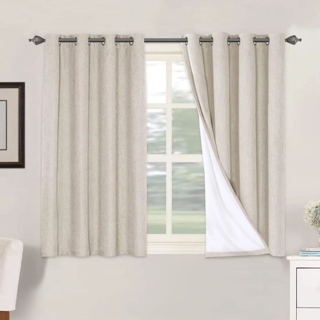 Luxury Polyester Linen Effect Window Curtains High Quality Blackout Pattern Shade for Office Hospital Cafe 30+ Colors Available
