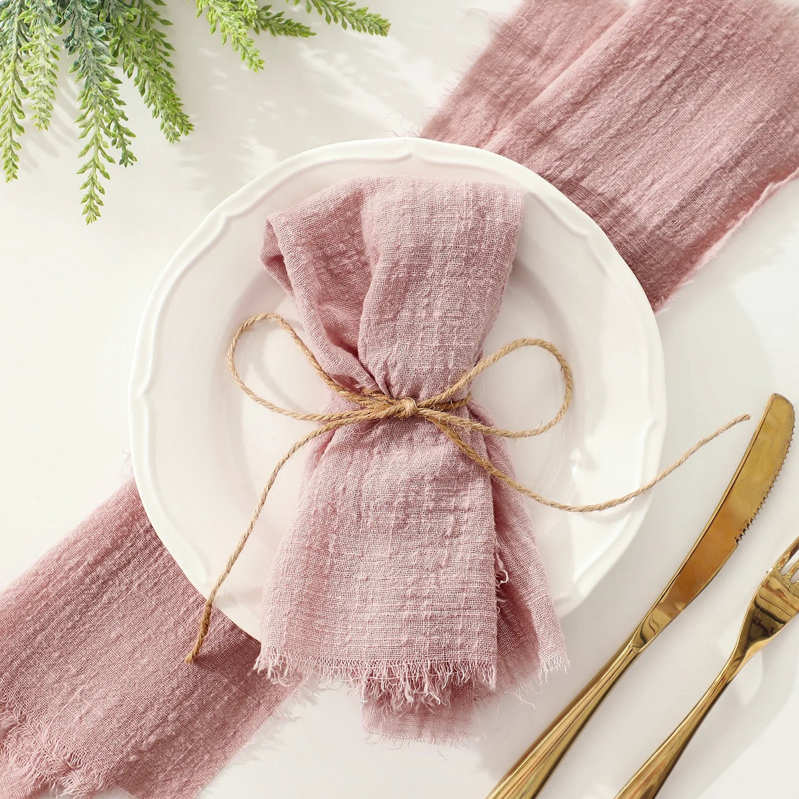 Rough Edge Square Cotton Napkin Cloth for Wedding Party Restaurant Christmas Gift Wrapping Cloth