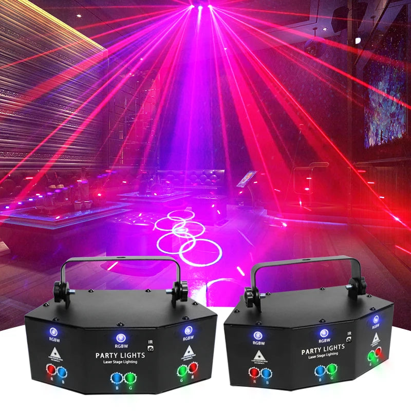 YSH Personal 9 Lens Laser Strobe Scan Light  LED RGB DMX  Dj Disco Colorful for KTV Bar Night bar Christmas Beam Lamp