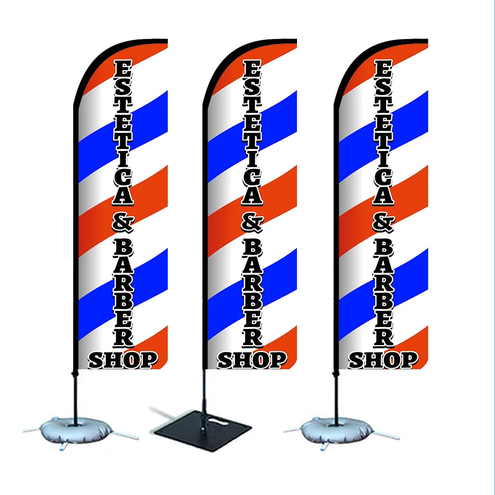 Factory Direct Price Custom Additional Flag Pole Kit and Ground Stake Outdoor Promotional Advertisement Barber Shop Feather Flag