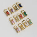 MECYLIFE Copper Jewelry Wholesale Fashionable 12 Birthstone Pendant Charm Small Rectangular T-Square Zircon Colorful Stylish