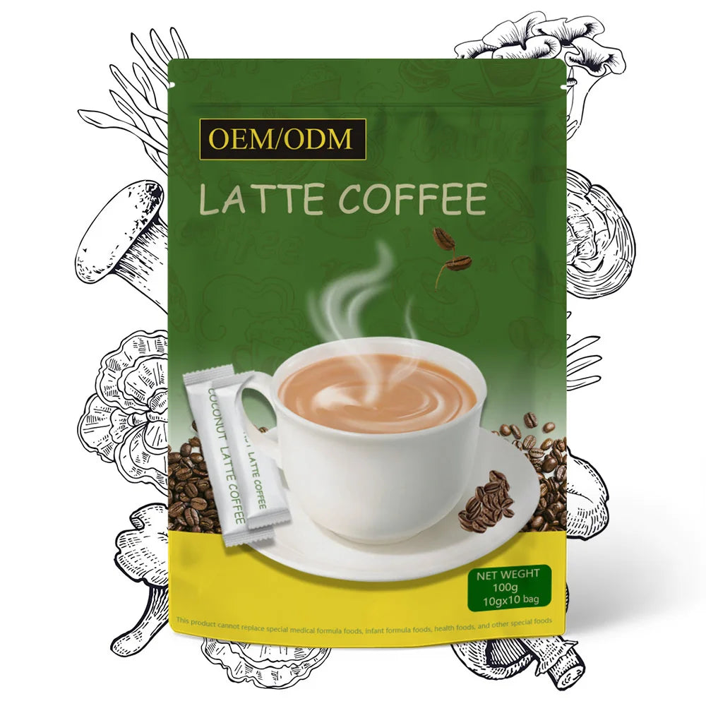 OEM/ODM Lions Mane Mushroom Powder Instant Latte Coffee Smooth & Rich Non-GMO Organic Instant Coffee
