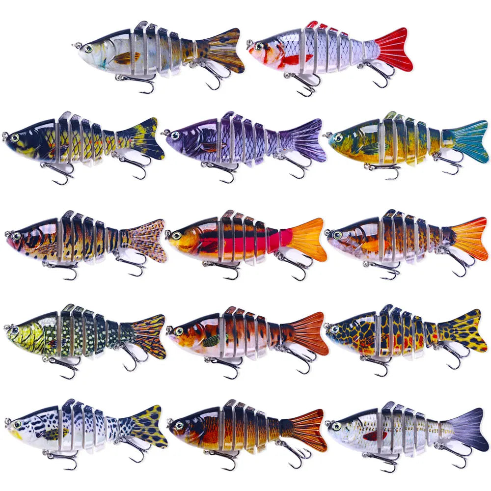 9.7cm-14.5g- 6# Freshwater Swimbait Multi Jointed 7Segment Fishing Lure 3D Lures Hooks Fishing Jigs Saltwater Jig Lure