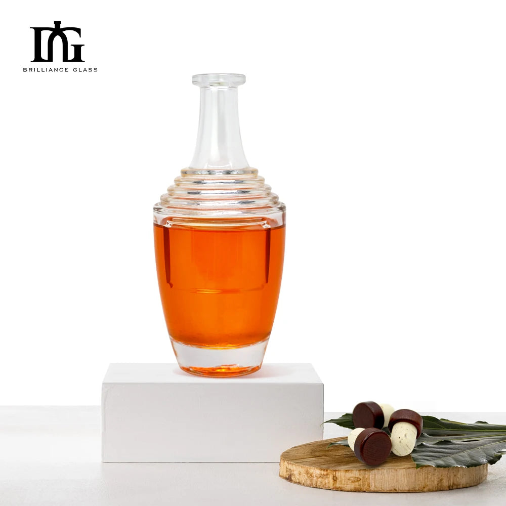 Custom Matte Glass Bottle 200ml Unique Design Juice Cork for Rum Whisky Vodka Tequila