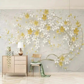 3D Flower relief wallpaper wall coating interior decoration