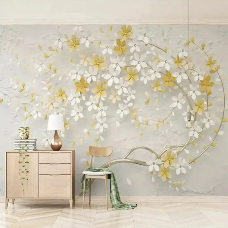 3D Flower relief wallpaper wall coating interior decoration