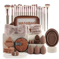Hot Sale 42-Piece Synthetic Hair Plastic Handle Makeup Brush Set Triangle Powder Puff Water Drop Sponge Egg for Ladies Makeup