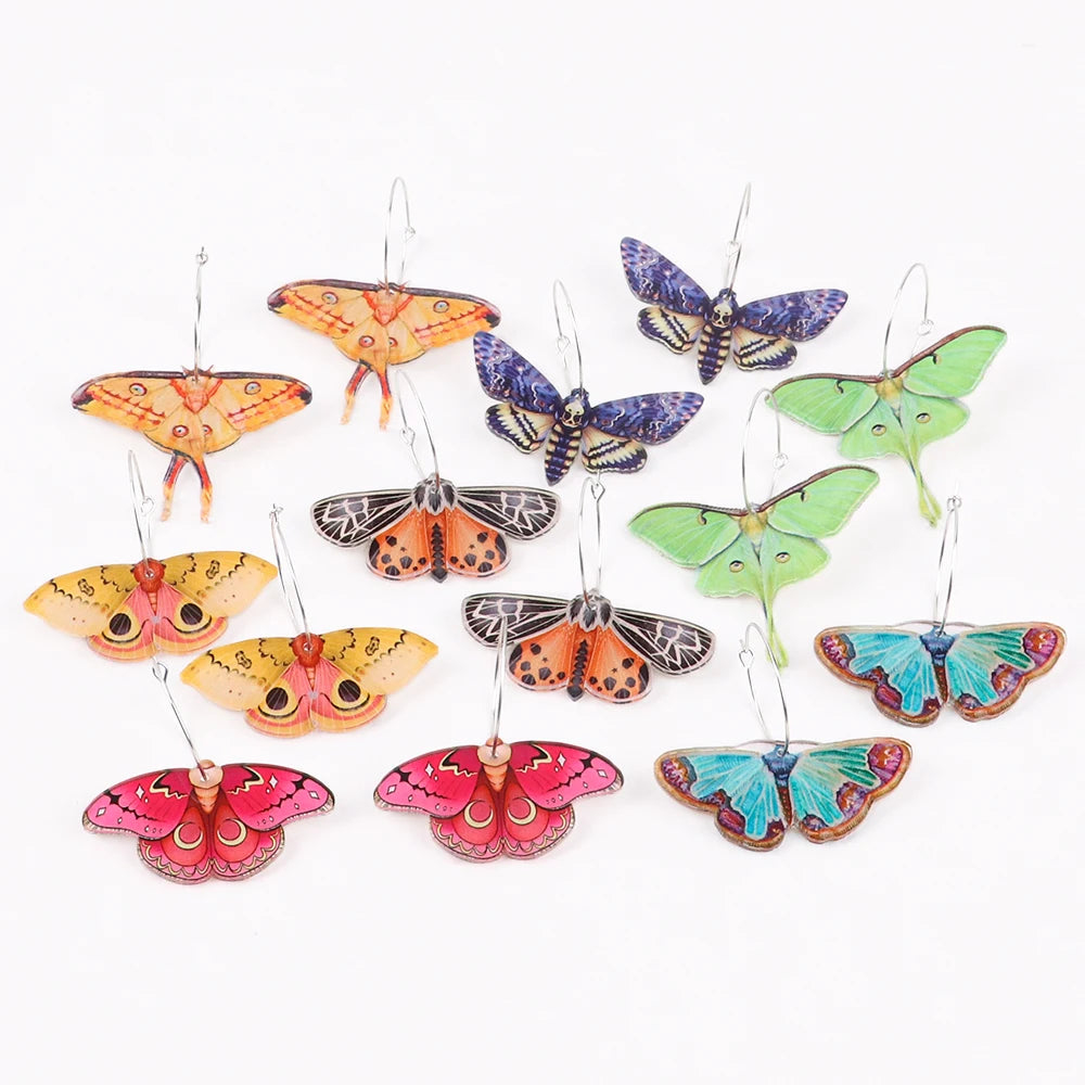 Fashion Factory Price 2024 Colorful Printed Butterfly Earrings Acrylic Trendy Party Drop Earrings for Women