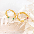 Retro Geometric Open Ring Light Luxury Stainless Steel Green Red Gemstone Zircon Twisted Ring Anillos Acero Inoxidable Por Mayor