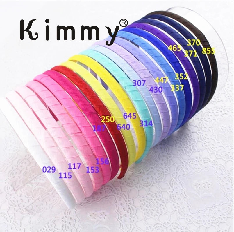 1cm Kids Plain Grosgrain Ribbon Wrapped Plastic Hairband Fabric Covered Alice Bands Mix Color KIMMY European American Style