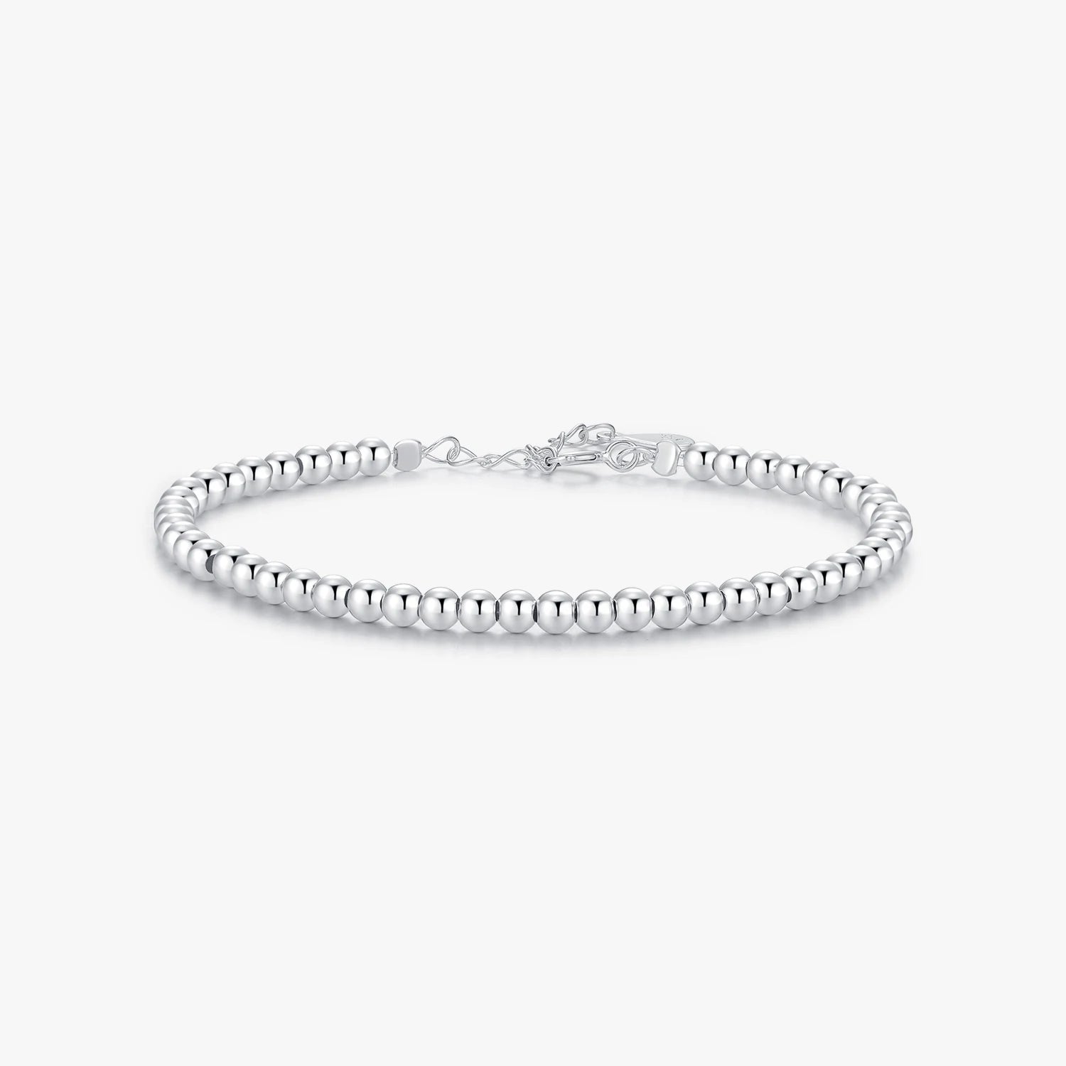 Classic Exquisite Fine Jewelry for Women Female Accessories 925 Sterling Silver Simple 3MM Beads Adjustable Elastic Bracelets