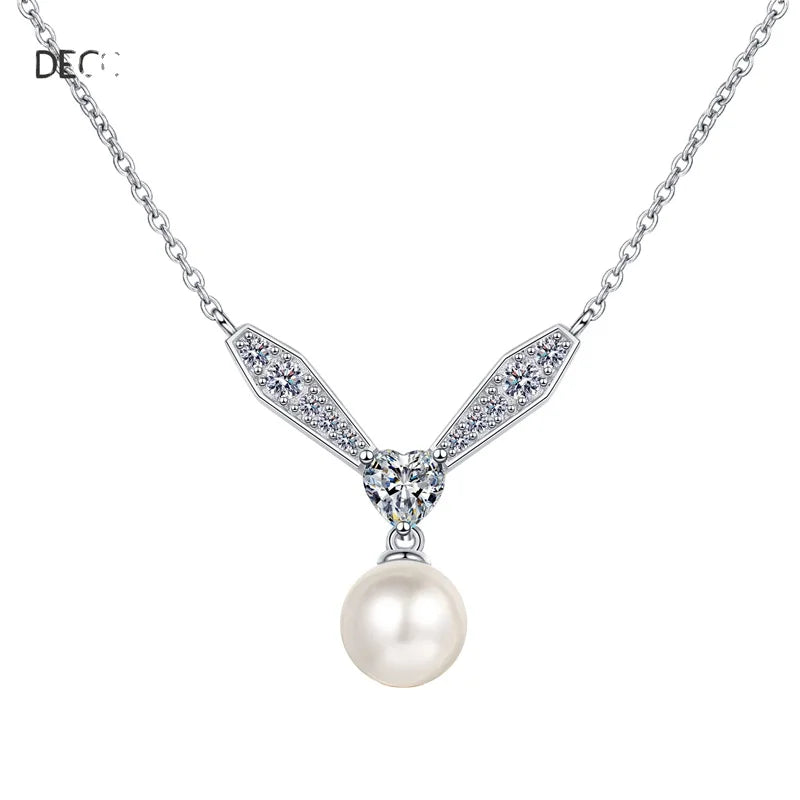 Fine Jewelry Pendant Women Jewelry Manufacturers Wholesale Sterling Silver 925 Pearl Moissanite Necklace