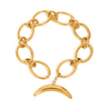 Minimalist 18K Gold Plated Stainless Steel Bracelet Trendy Thick Link Chain with Moon OT Buckle Handmade Geometric Jewelry Gift