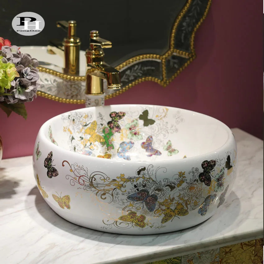 Jingdezhen Modern Ceramic Art Basins for Hotel Villa Washroom Use