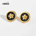 Vintage French Enamel Copper Stud Earring with Floral Design Women's Fashion Jewelry Gift