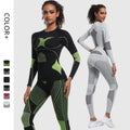 Wholesale Seamless Knitted Long Sleeved Winter Thermal Underwear Set Yoga Set Women Breathable Sports Running Fitness Sets