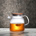 Olive High Borosilicate Eco-Friendly Coffee & Tea Set with Flower Bamboo Lid Pot New Chinese Style for Party Use