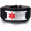 Personalized Custom Medical Alert ID Bracelet for Men Leather Stainless Steel Emergency ICE Jewelry