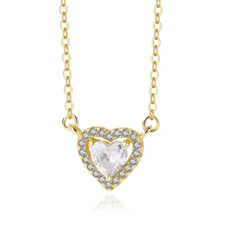 Dainty Custom 925 Sterling Silver Cz Micro Pave Gold Plated Double Heart Hollow Diamond Pendant Necklace for Women