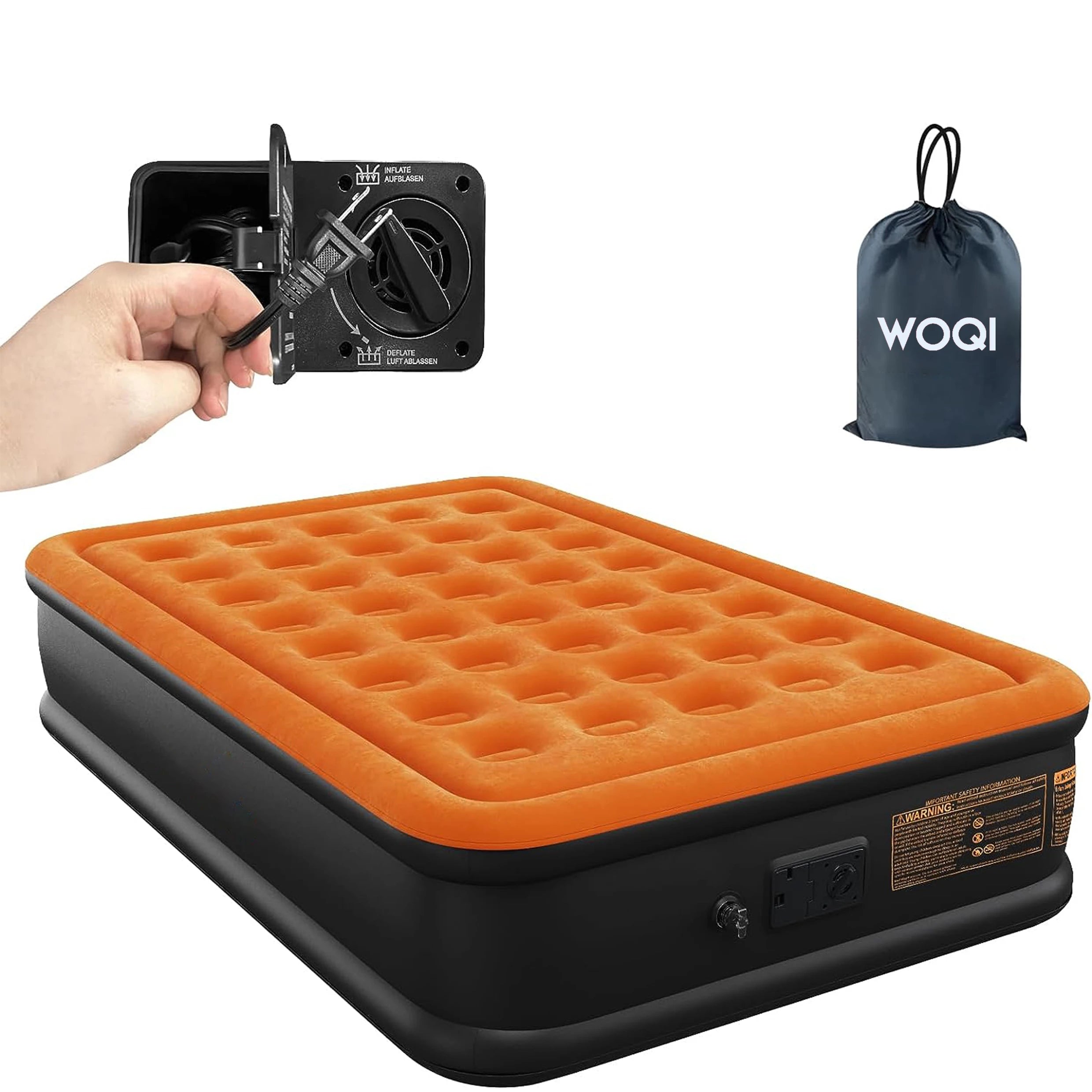 WOQI Large Double Inflatable Bed Built-in Pump Elevated Air Bed Outdoor Camping Hiking Bedroom Hotel Kitchen Park Home Furniture