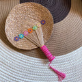Y-Z Summer Vintage Hand Woven Straw Fan Raffia Natural Palm Leaf Wall Art Bohemian Cattail Cooler Fans