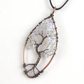 HY Natural Amethyst Reiki Chakra Tree of Life Opalite Wire Wrapped Healing Crystal Pendant Necklace Folk Crafts