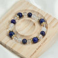 Natural Stone Beads Lapis Lazuli Clear Quartz Crackle Crystal Rhinestone Spacer Stretch Energy Bracelet Fashion Jewelry for Gift