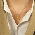 New Arrival 18K Gold Plated Stainless Steel Heart Pendant Necklace Waterproof Jewelry Gift for Gold Lovers