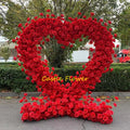 Red Heart Shape Flower Arch With Stand Artificial Rose Flower Backdrop Wedding Stage Decoration Heart Flower Arch