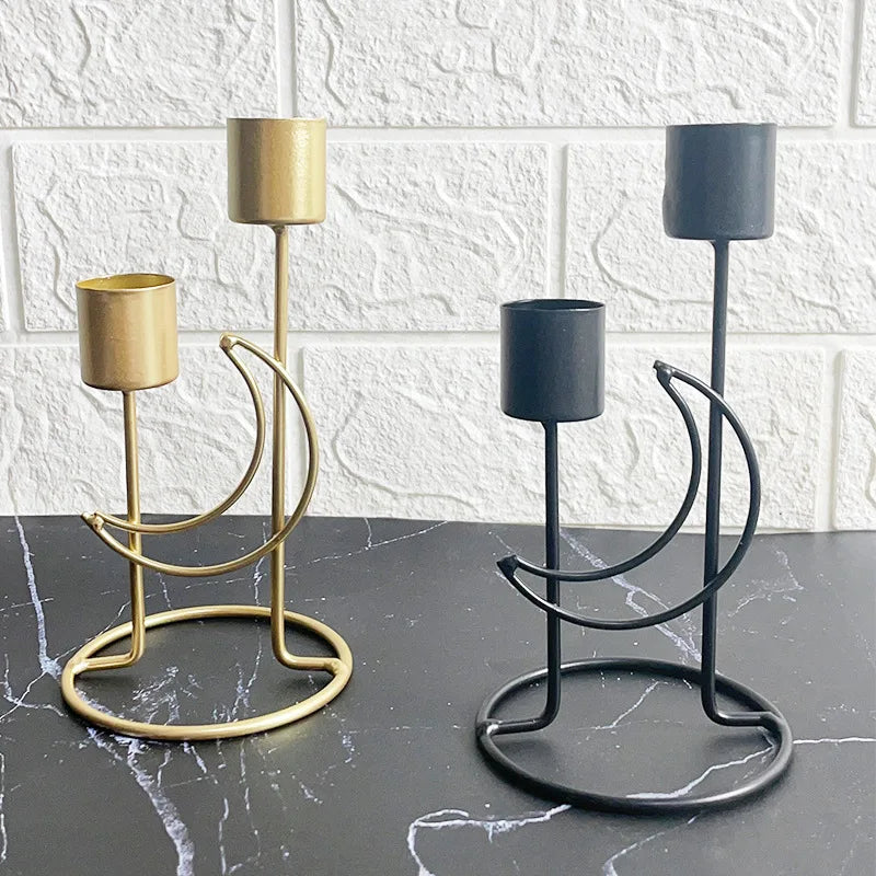 Festive Iron Candlestick Romantic Candlelight Home Decoration Metal Candlestick Wedding Candle Holder